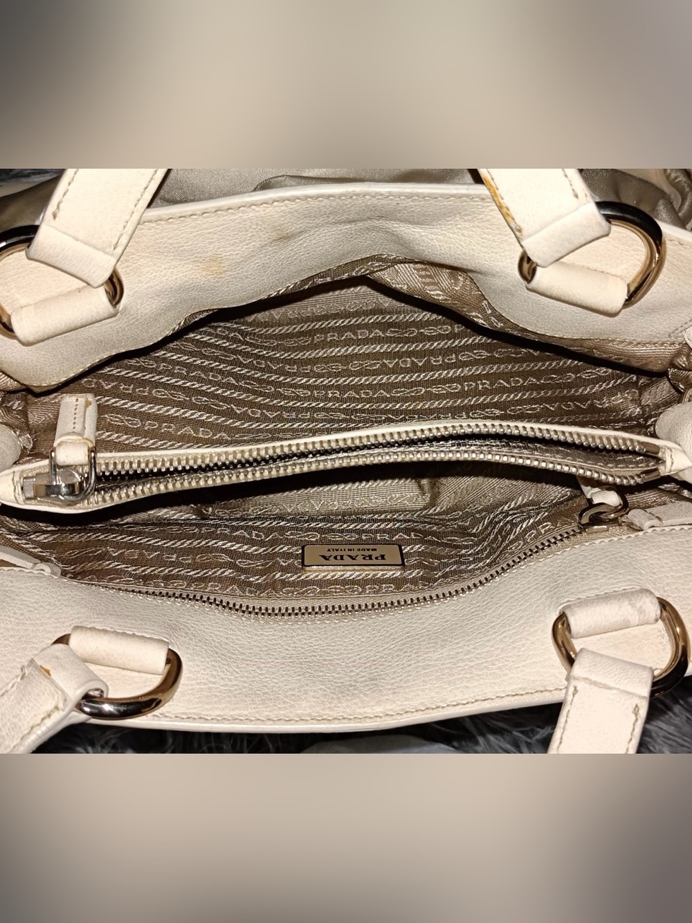 Prada Cream Nylon and Leather Shoulder Bag - Picture 10 of 16